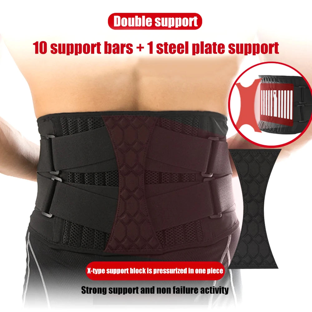 TIKE Lumbar Back Braces Support Belt for Women Men,Gym Waist Trainer Belt for Back Pain Relief,Herniated Disc,Sciatica,Scoliosis - KIMLUD