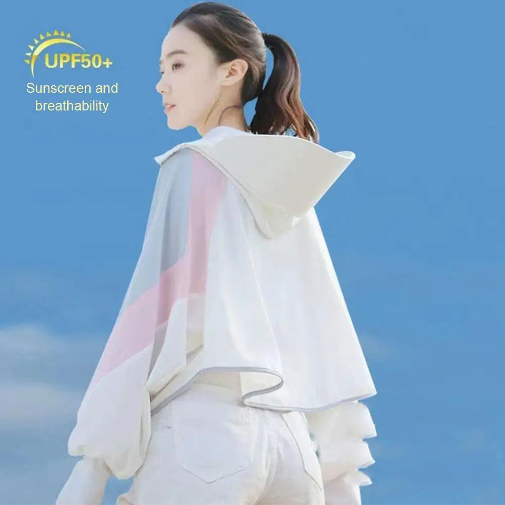 2023 Women Sunscreen Hat Ice Silk Clothing Summer Big Coat Protection Hat Shirt Clothing Edge Short UV With Sun Size Outdoo M4R4 - KIMLUD