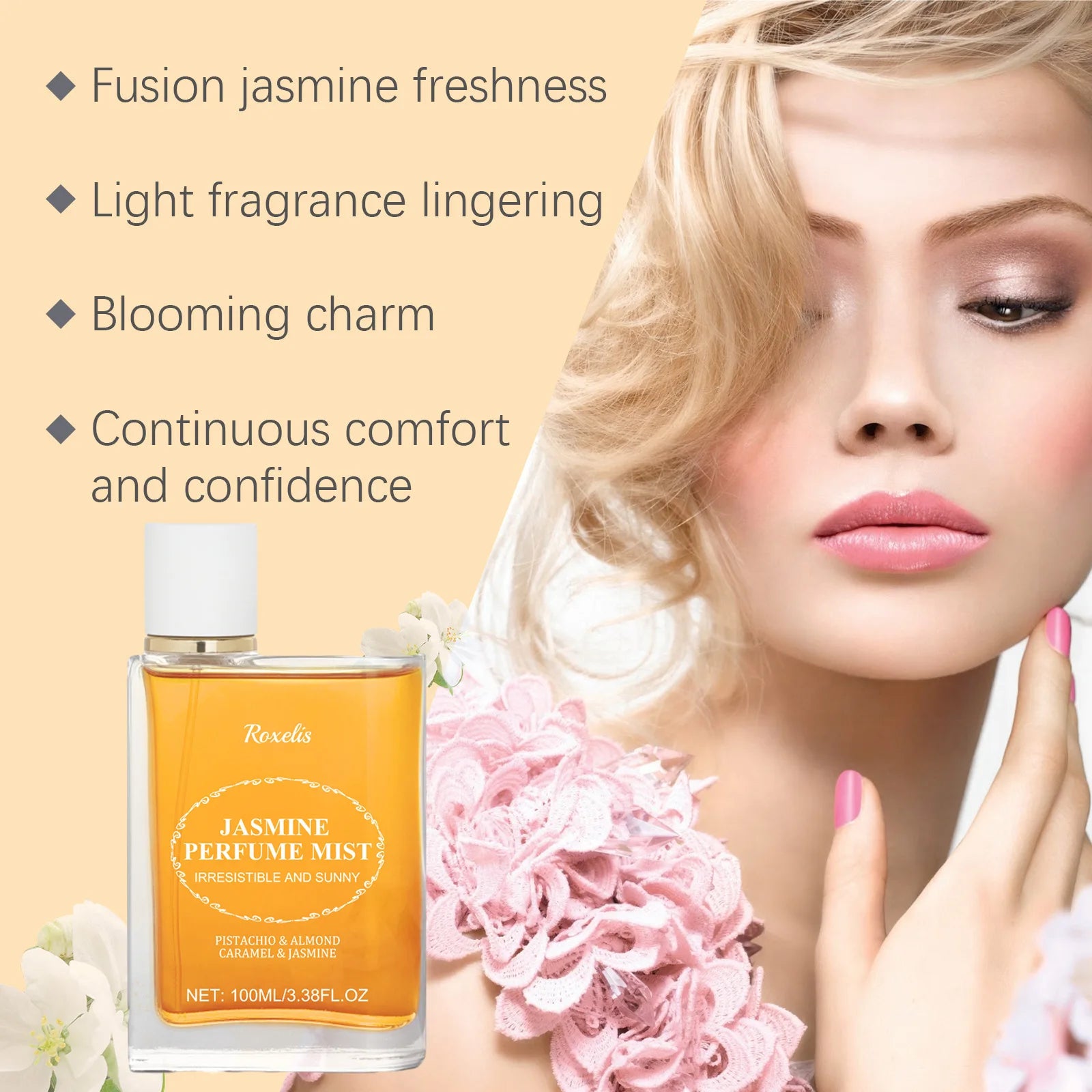 Light fragrance Brazilian perfume for women, fresh, natural, long-lasting fragrance, jasmine woody floral fragrance