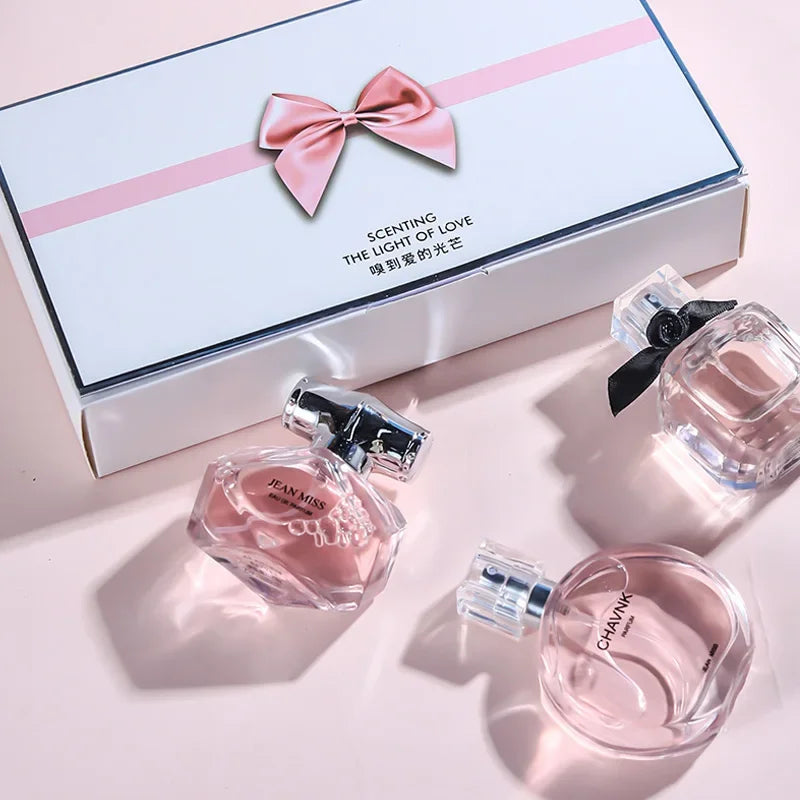 90ML(30mlx3PCS) Eau De Parfum Gift Box Feminino Spray Fresh Light Scent Floral Fruity Chypre Notes LongLasting Women Perfume Set