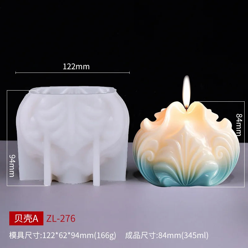 KIMLUD, New 3D Shell shaped candle silicone mold wave striped shell cake chocolate silicone mold soap mold water wave shell candle molds, only mold NO ZL-276, KIMLUD APPAREL - Womens Clothes