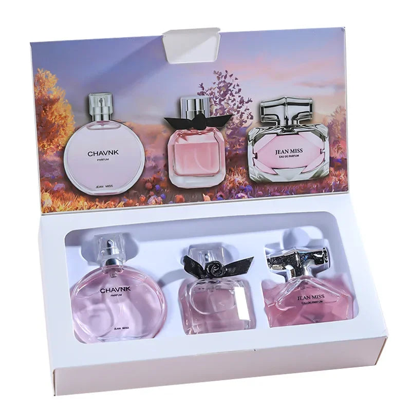 90ML(30mlx3PCS) Eau De Parfum Gift Box Feminino Spray Fresh Light Scent Floral Fruity Chypre Notes LongLasting Women Perfume Set - KIMLUD