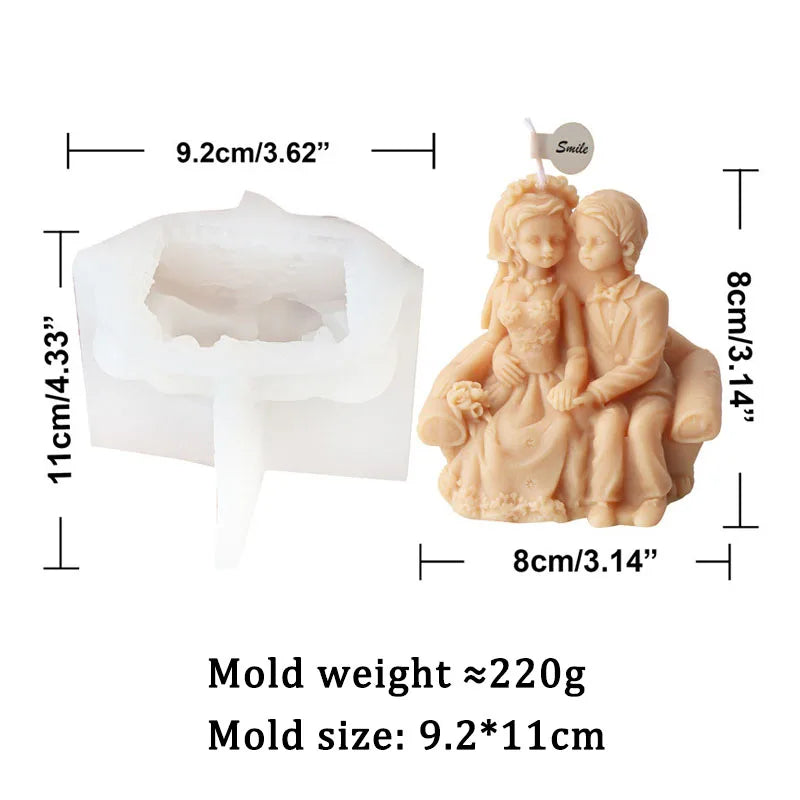 Wedding Ceremony Candle Silicone Mold Bride and groom Sweet Companion DIY Scented Candle Gypsum Mould Valentine's Day Decor Gift