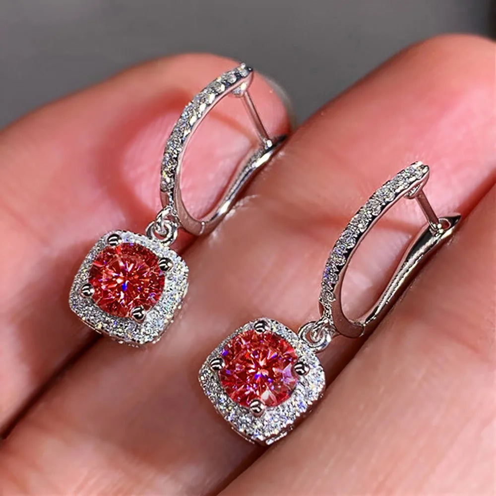 KIMLUD, Lihong Full Paved Crystal CZ Hoop Earrings for Women Dazzling Accessories Wedding Party Delicate Birthday Gift Statement Jewelry, E2910 Red, KIMLUD APPAREL - Womens Clothes