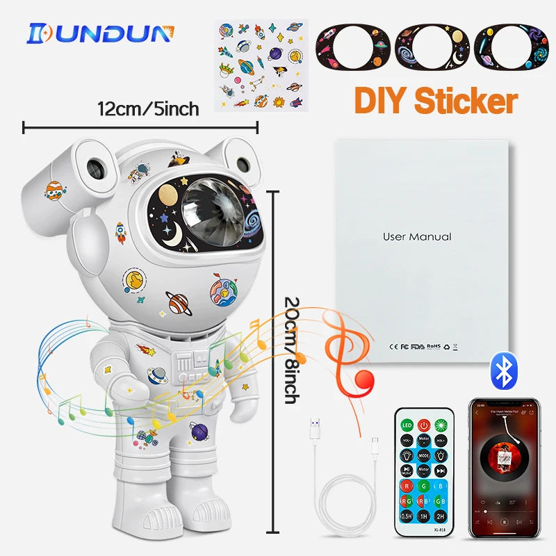 Kids Star DIY Projector Night Light with Remote Control 360 Adjustable Design Astronaut Nebula Galaxy Lighting for Children