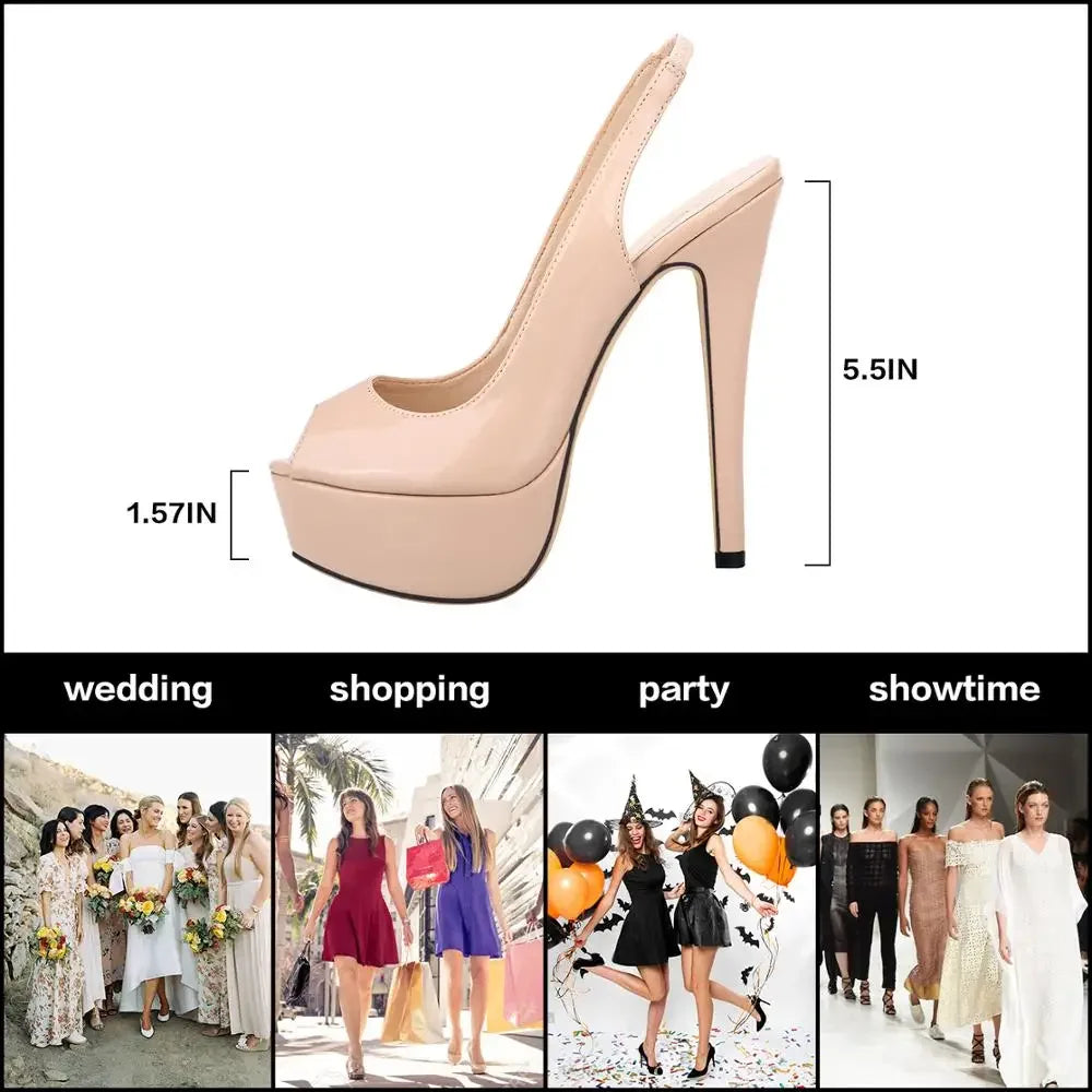 New Women Sandals 14CM Super High Heels Sexy Open Toe Platform Sandals Gladiator Party Dress Red Wedding Shoes Plus Size