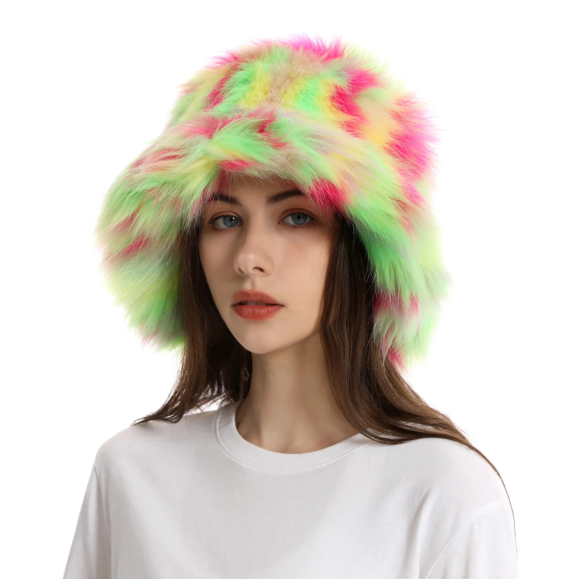 Red plush Bucket hat women's elegant autumn and winter fur bamboo hat Korean version advanced thermal cap cap 2023 large size