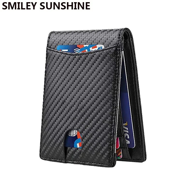 Carbon Fiber Card Holder Wallets Men Slim RFID Wallet Male Purse Minimalist Black Wallet with Coin Pocket Wallet for Men Choice - KIMLUD