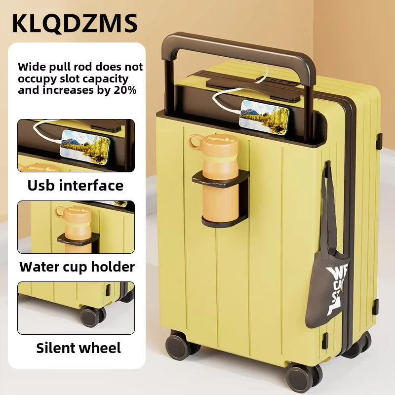 KLQDZMS Cabin Luggage USB Charging Trolley Case ABS+PC Boarding Case 20"22"24"26"28 Inch Combination Case with Wheels Suitcase - KIMLUD