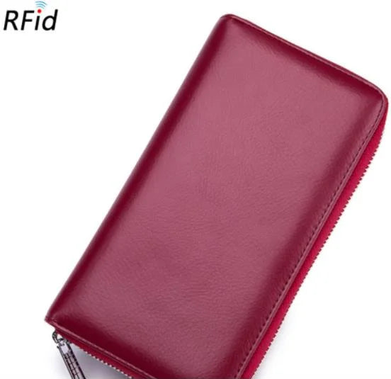 Men wallet genuine leather passport RFID long large capacity organ mobile phone  multi function card holder unisex wallets