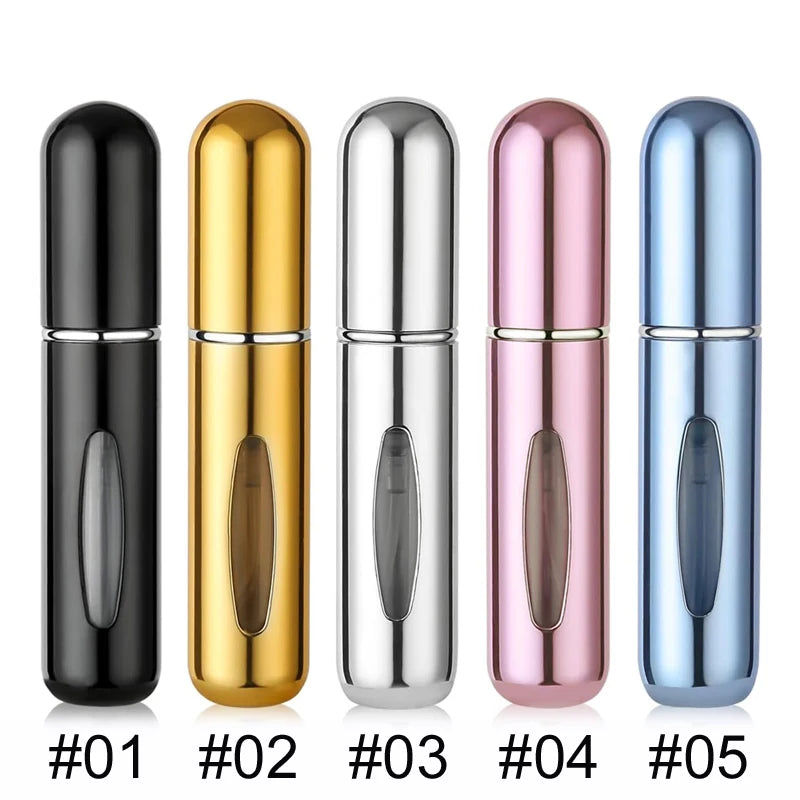 KIMLUD, 5ml Multi Color Aluminum Mini Perfume Bottle with Spray Pump Portable Empty Refillable Atomizer Bottle for Travel Essential, 104-1-2-3-4-5, KIMLUD APPAREL - Womens Clothes