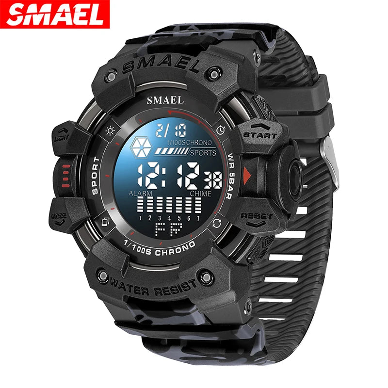 SMAEL 8050 New Men's Large Dial, Personalized Trendy Camouflage Style Sports Multi-Function Luminous