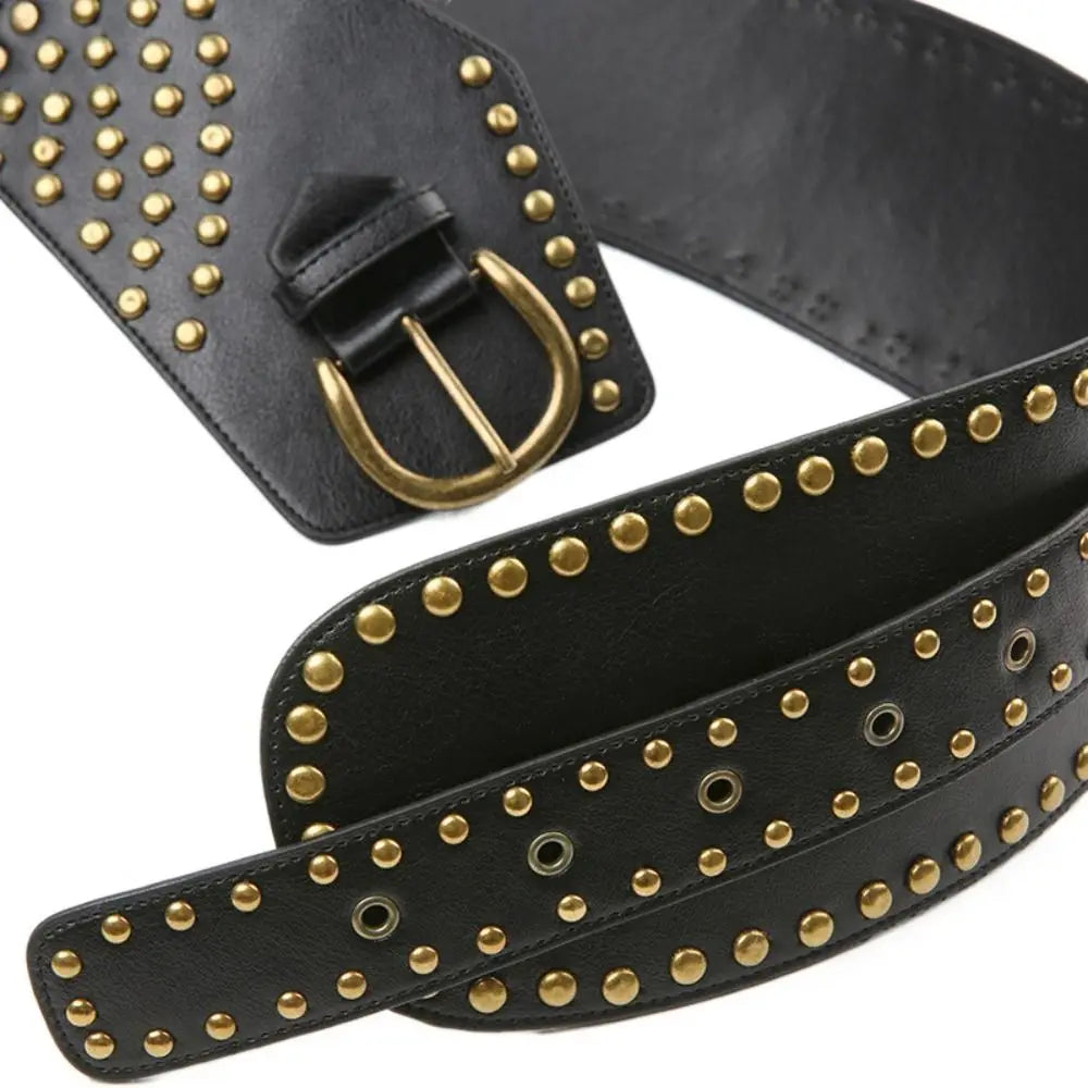 Punk Style Hollow Asymmetric Belt Harajuku Aesthetic Rivet Streetwear Leather Belt Chic Disc Belt For Women Apparel Accessories - KIMLUD