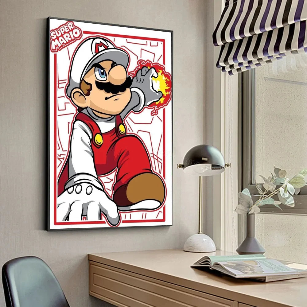 1pc Anime Game Plumber Uncle Mushroom M-Marios Poster Stickers Art Wall Murals Decor Game