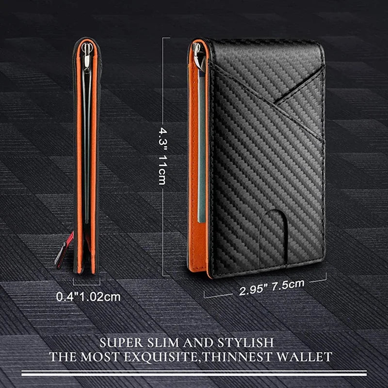 Carbon Fiber Rfid Men Wallets Money Bag Slim Thin Card Man Wallet Luxury Male Small Short Purse Bi-fold Vallet Billfold