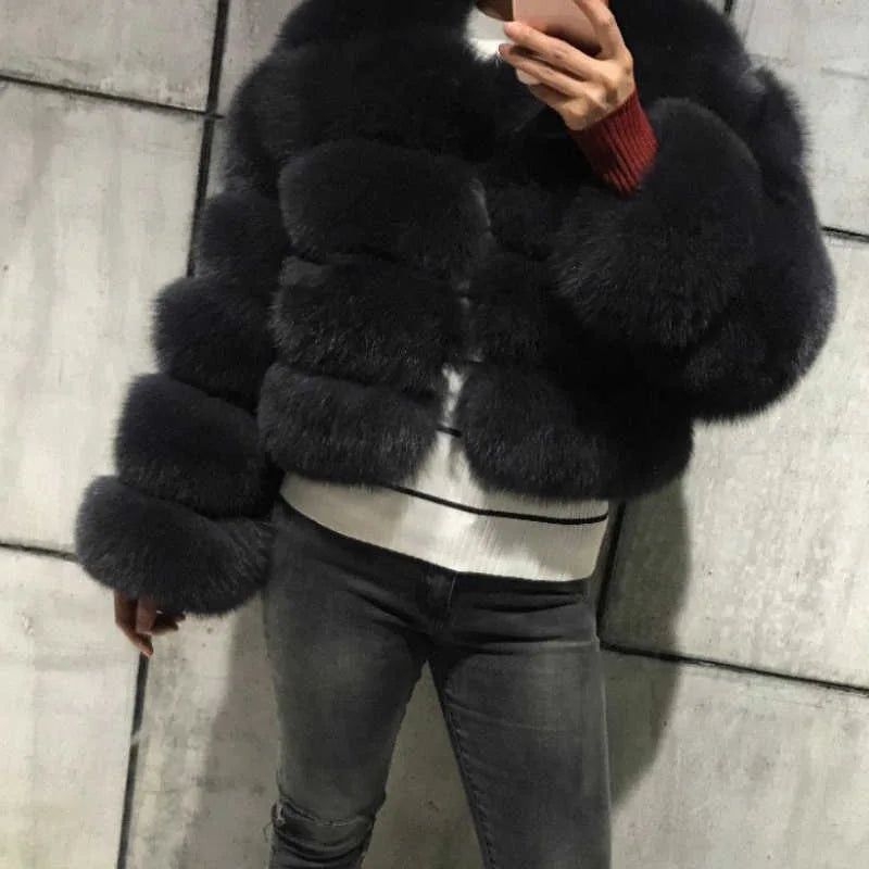 Women Faux Fur Coat Autumn Winter High Quality Fluffy Short Coat Faux Fur Jacket Ladies furry Fashion Tops