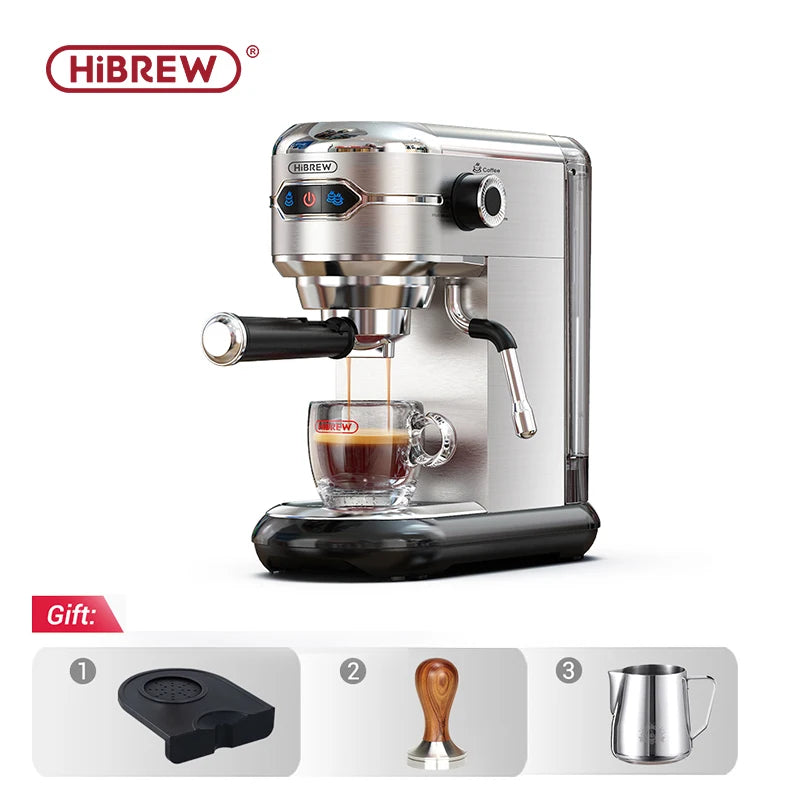 HiBREW Coffee Maker Cafetera 20 Bar Inox Semi Automatic Super Slim ESE POD& Powder Espresso Cappuccino Machine Hot Water H11