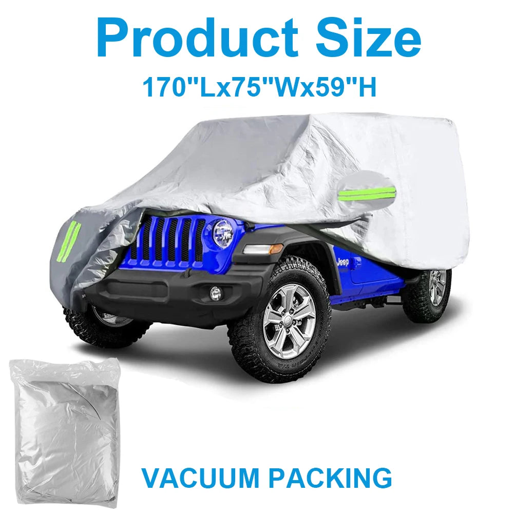 KIMLUD, 210D Waterproof Full Car Cover for JEEP Wrangler JK JL 2-Door / 4-Door 2007-2020 Weather Protection Cover Outdoor Snow Rain Dust, 2 Door / CHINA, KIMLUD APPAREL - Womens Clothes