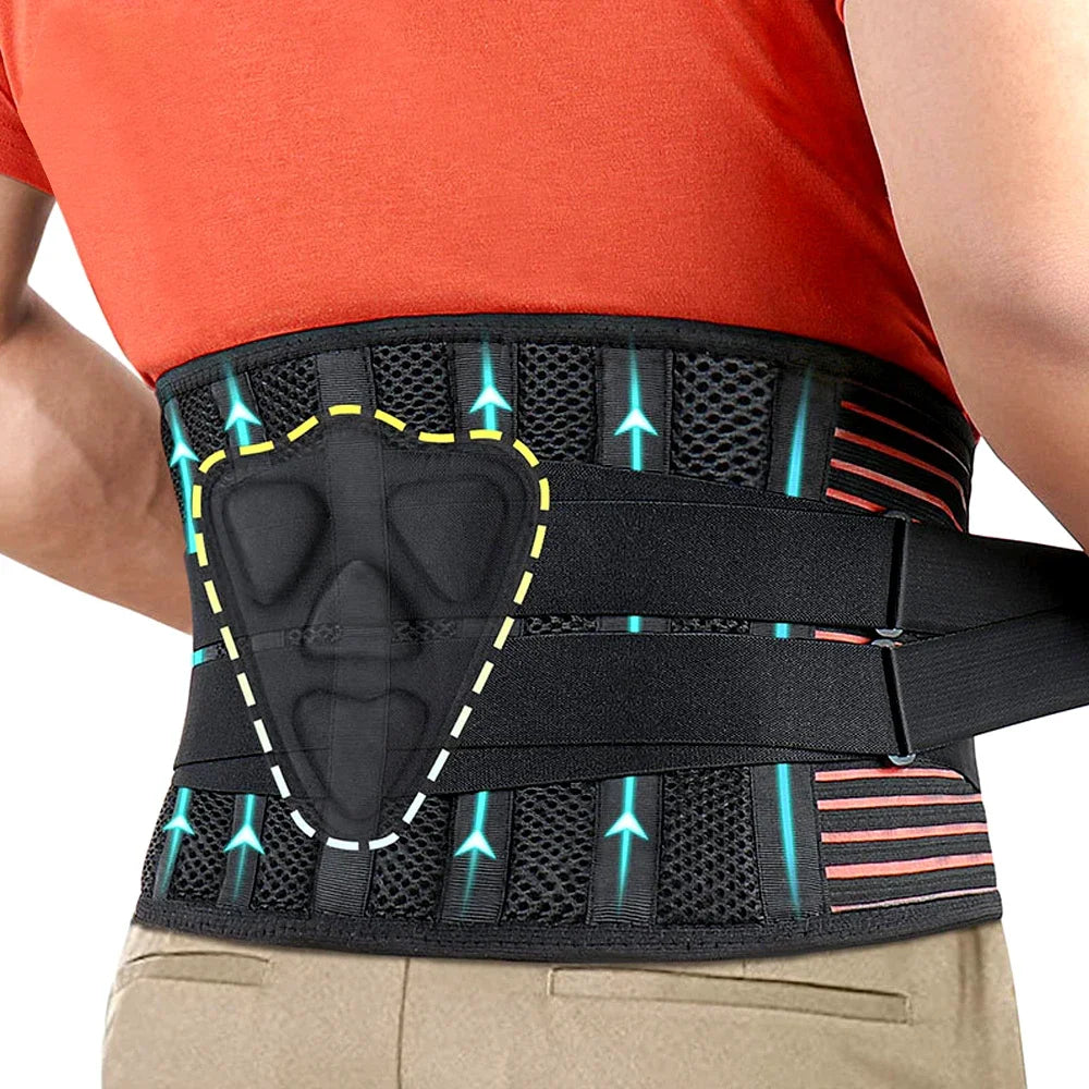 1Pcs Breathable Adjustable Lower Back Brace with Lumbar Pad, Back Support Belt for Women & Men,Lumbar Support Belt for Sciatica - KIMLUD