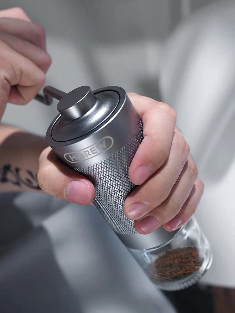 HiBREW Manual Coffee Grinder Portable High Quality Hand Grinder Mill Aluminium With Visual Bean Storage G4