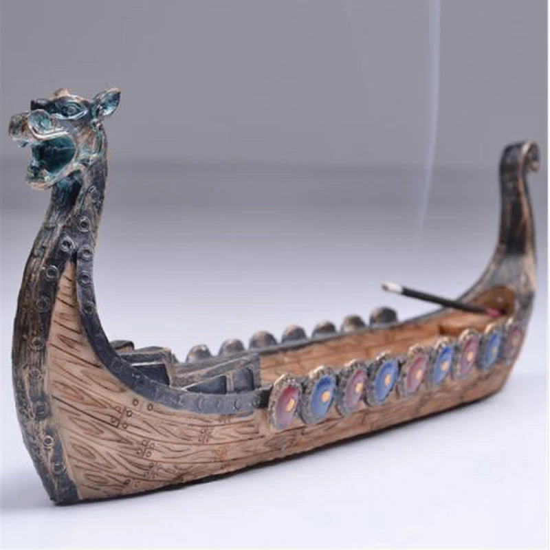 Dragon Boat Incense Stick Holder Burner Hand Carved Censer Ornaments Retro Incense Burners Traditional Design Home Decoration - KIMLUD