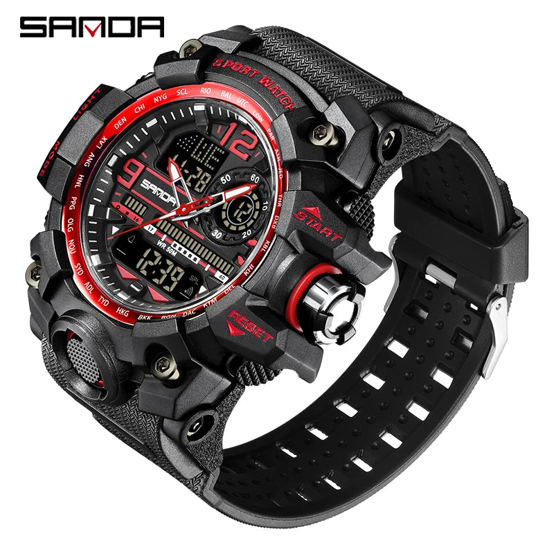 SANDA G style New Men Watch 50M Waterproof Sports Military Quartz Watch For Male Electron Digital Wristwatch Reloj De Hombre