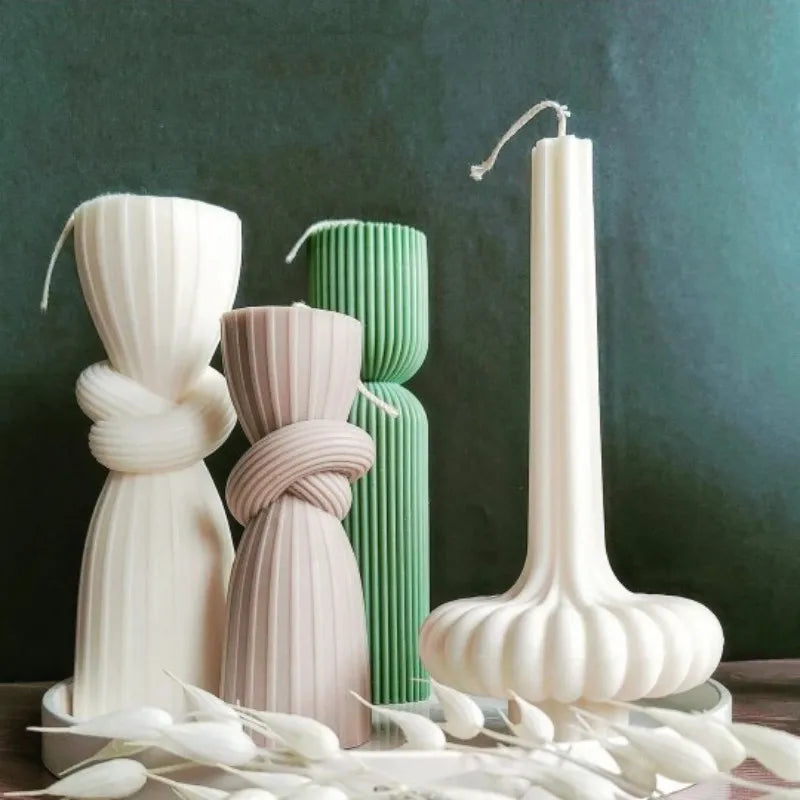 Upgraded Knot Cylindrical Candle Silicone Mold Bow Knot Stripe Cylindrical Candle Mold Vase Shape Candle Acrylic Plastic mold - KIMLUD