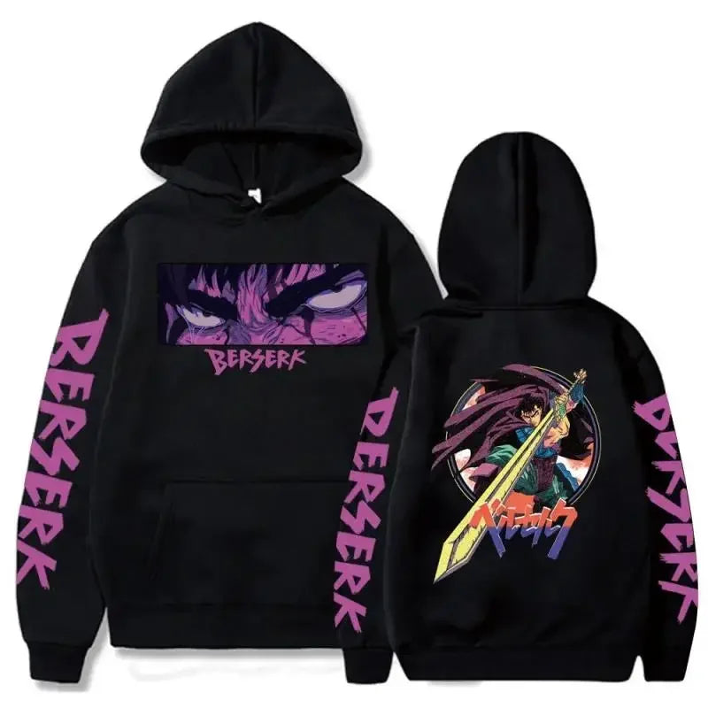 Berserk Guts Hoodies Men Women Graphic Print Long Sleeve Streetwear Japanese Style Manga Sweatshirts Fleece Loose Soft Clothing - KIMLUD