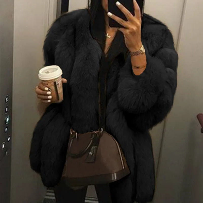 Fall Faux Fur Jackets for Women Long Puff Sleeve Woman Coat Solid Short Warmth Outerwear Clause Ladies Elegant Streetwear