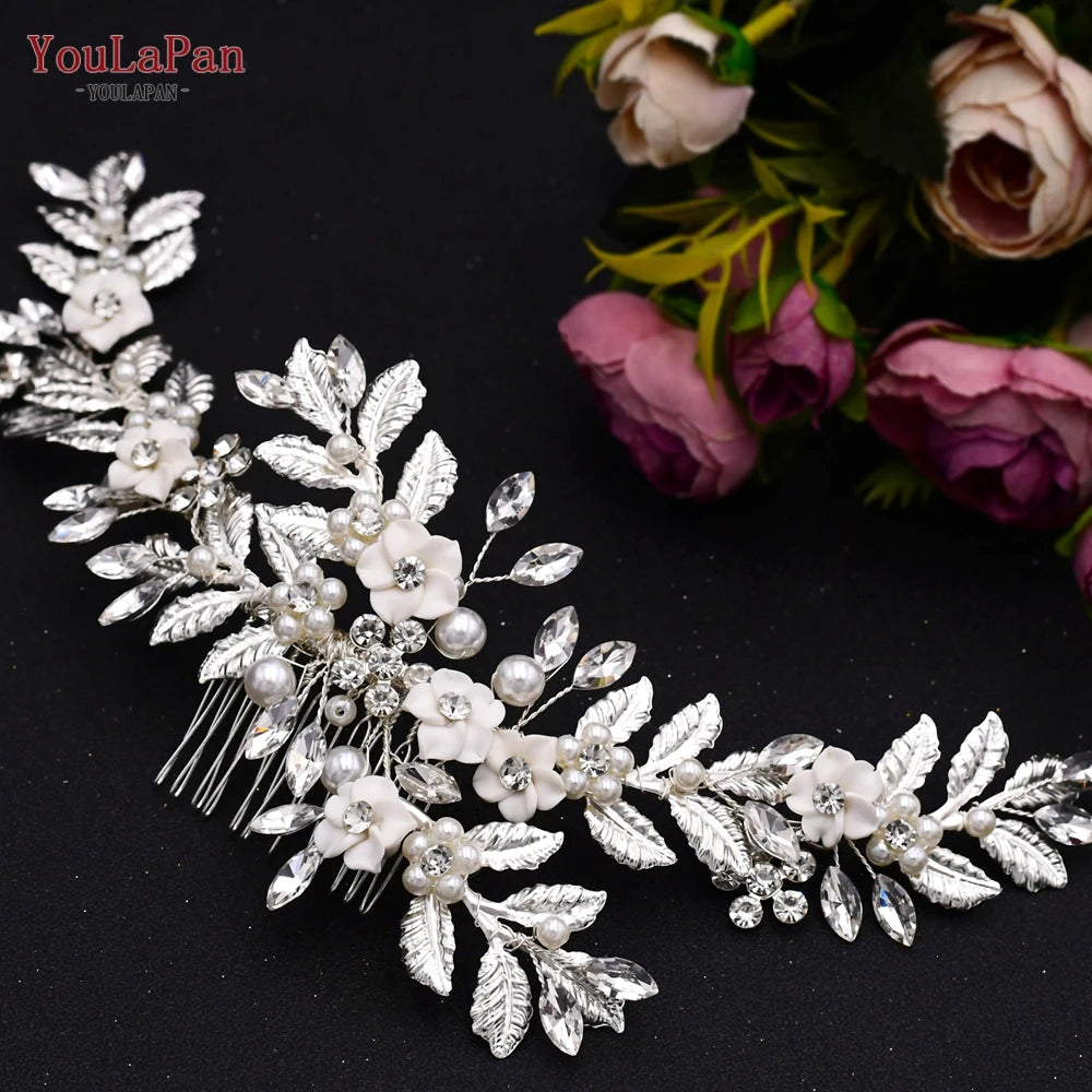 KIMLUD, YouLaPan Alloy Flower Bridal Hair Accessories Wedding Hair Clips Rhinestone Side Hairpin Women Crystal Wedding Headdress HP254, HP368-S, KIMLUD APPAREL - Womens Clothes