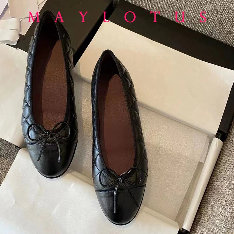 2024 Luxury Woman Flat  Sandal Dress Shoes High Heels Retro Closed Square Toe Mules Shoes Girls Wedding Shoe Casual Flat Shoes