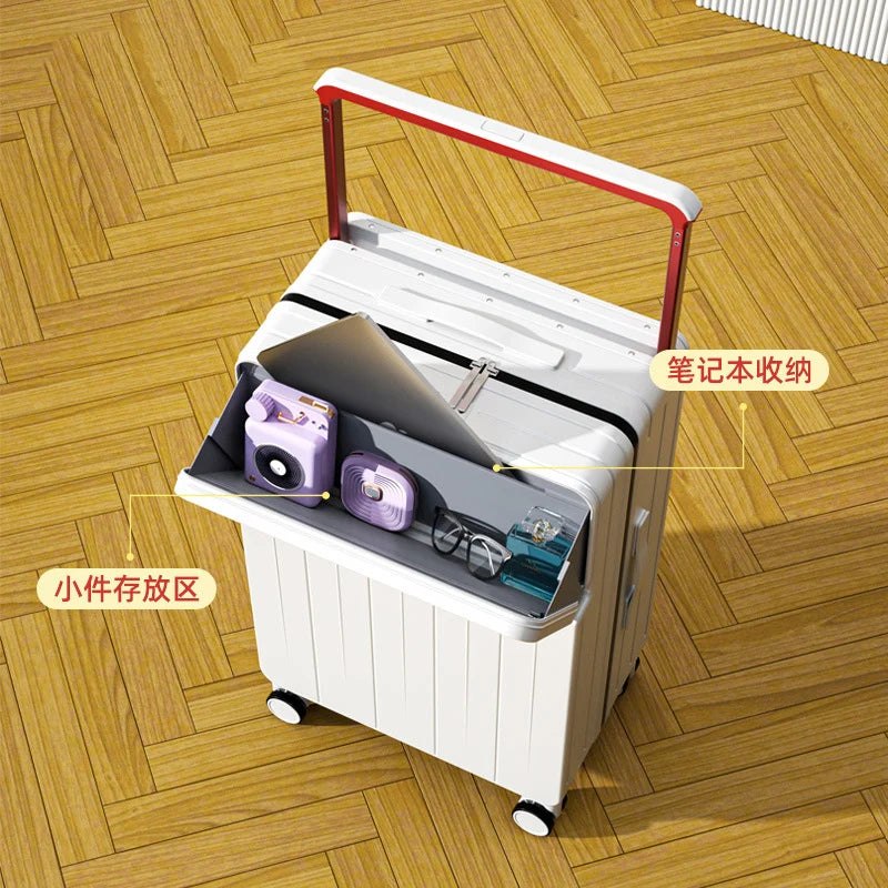 Wide pull rod suitcase 20"22"24"26 Inch multifunctional pull rod box front opening password travel luggage boarding Travel box