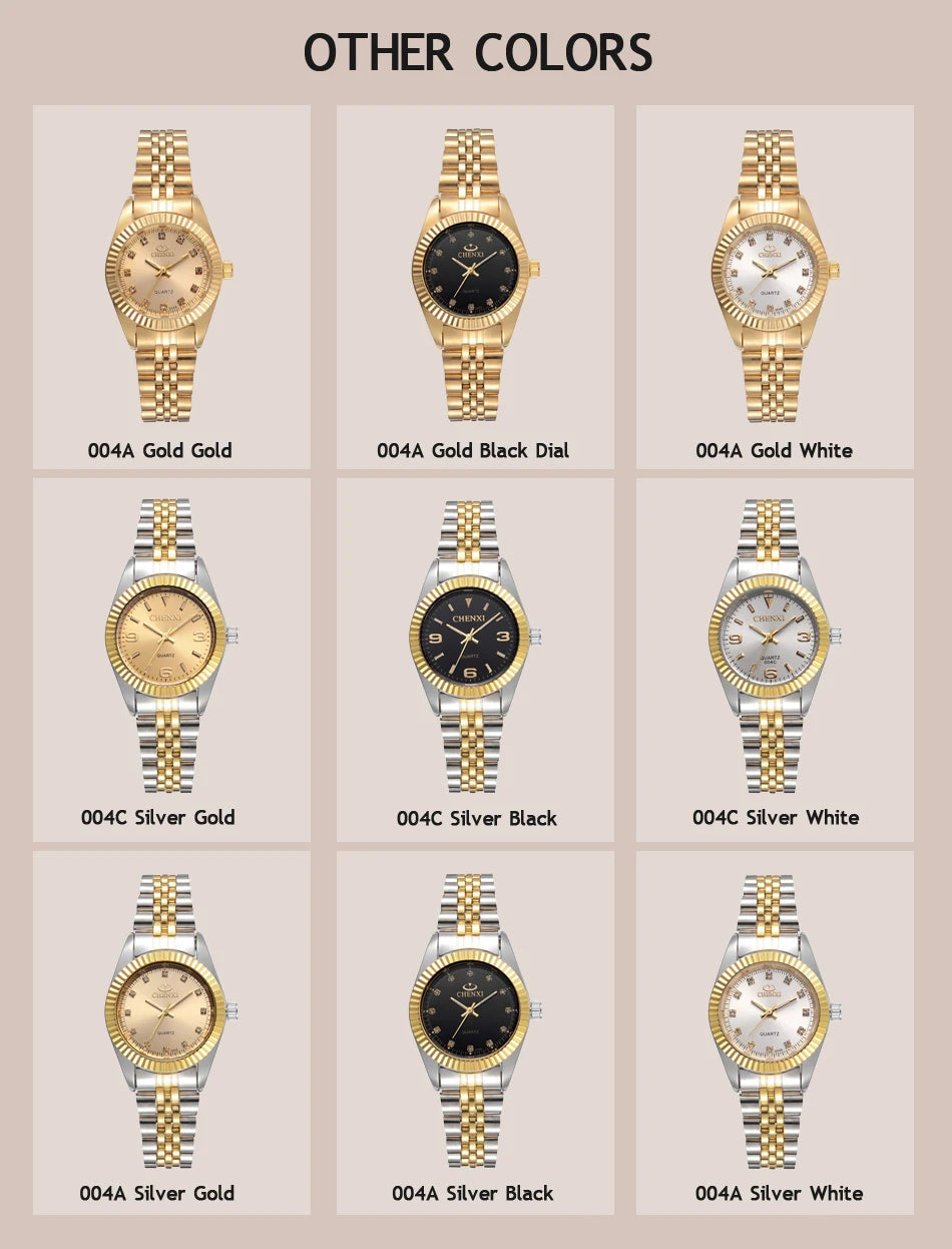 CHENXI Women Quartz Watch Golden & Silver Classic Female Elegant Clock Watches Luxury Gift Ladies Waterproof Wristwatch