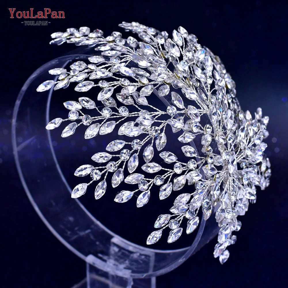 YouLaPan Bling Rhinestone Headband Wedding Bridesmaid Headwear Women Fashion Hair Accessories Handmade Bride Tiara HP438 - KIMLUD