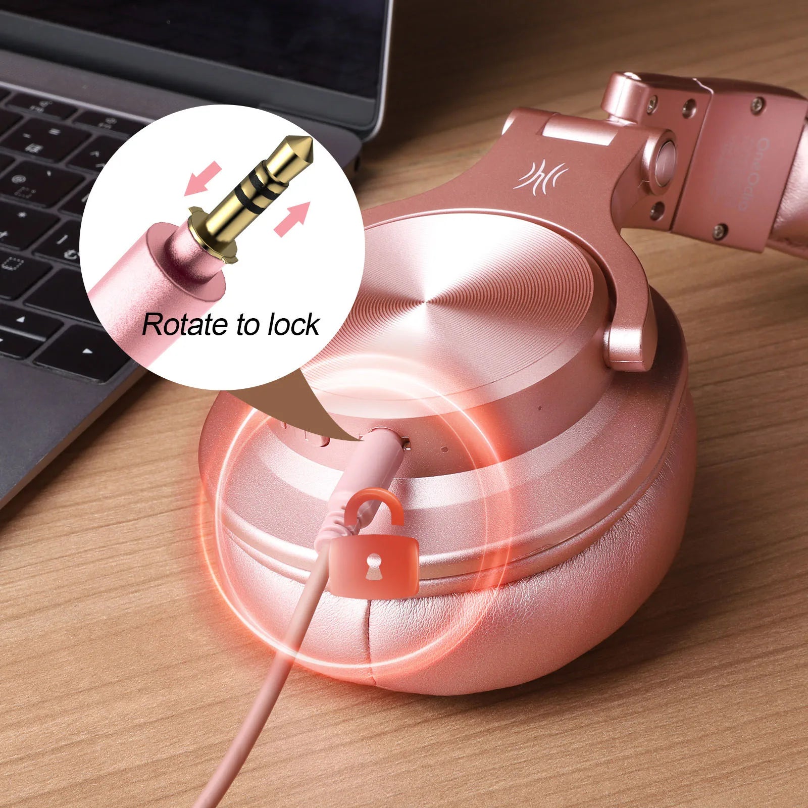 Oneodio A70 Wireless Headphones Sport Bluetooth 5.2 Earphone Over Ear Handsfree Headset With Microphone For Phone Rose Gold