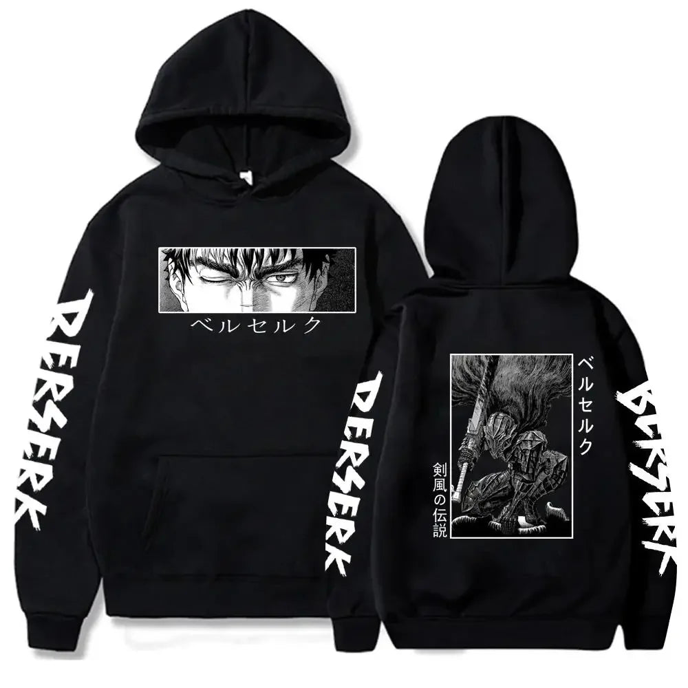 Berserk Guts Hoodies Men Women Graphic Print Long Sleeve Streetwear Japanese Style Manga Sweatshirts Fleece Loose Soft Clothing - KIMLUD