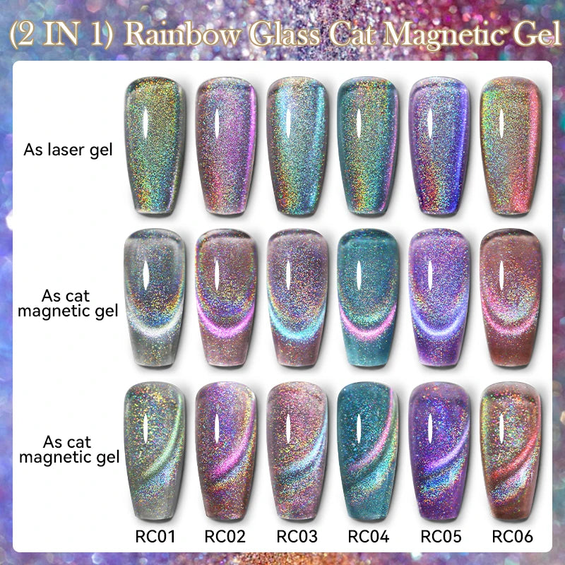 KIMLUD, LILYCUTE 7ML Sparkling Glitter Rainbow Cat Magnetic Gel Nail Polish 9D Colorful  Semi Permanent Soak Off Nail Art UV Gel Varnish, KIMLUD Womens Clothes