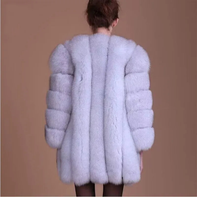 Winter New Women Faux Fox Fur Coat Large Size 4XL Fashion Luxury Outwear Thicken Warm Fake Casual Furry Fur Jacket Parkas