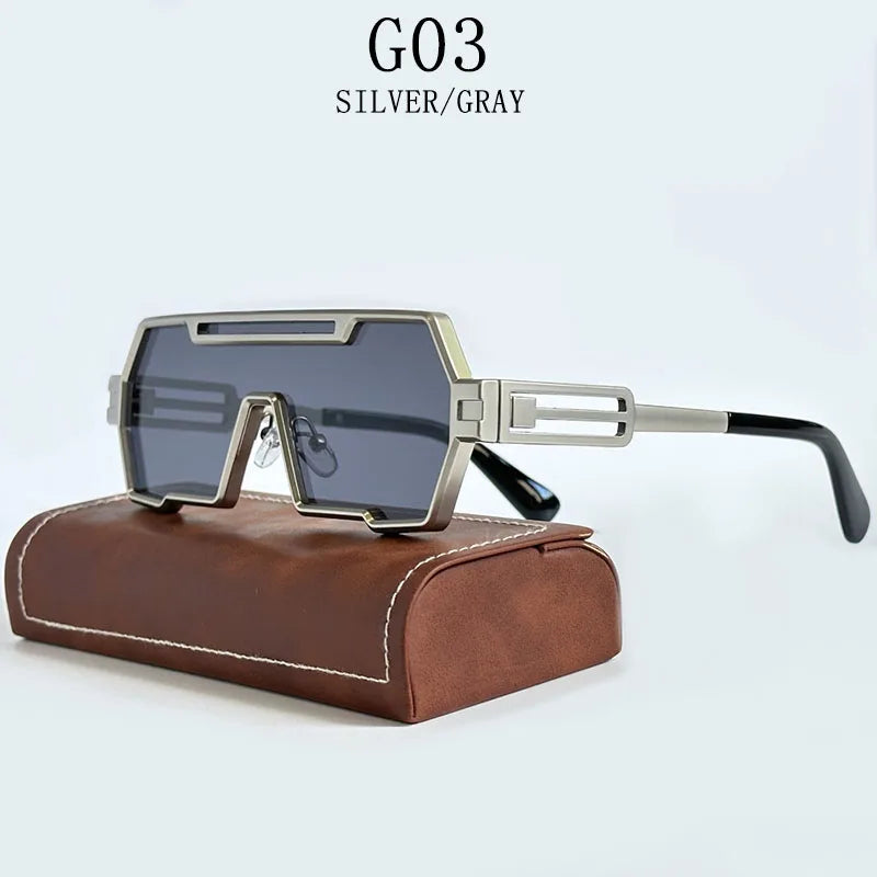 Heavy Metal Steampunk Sunglasses For Men Square Vintage Punk Fashion Glasses Retro Gafas De Sol Hombre Lunette De Soleil Homme