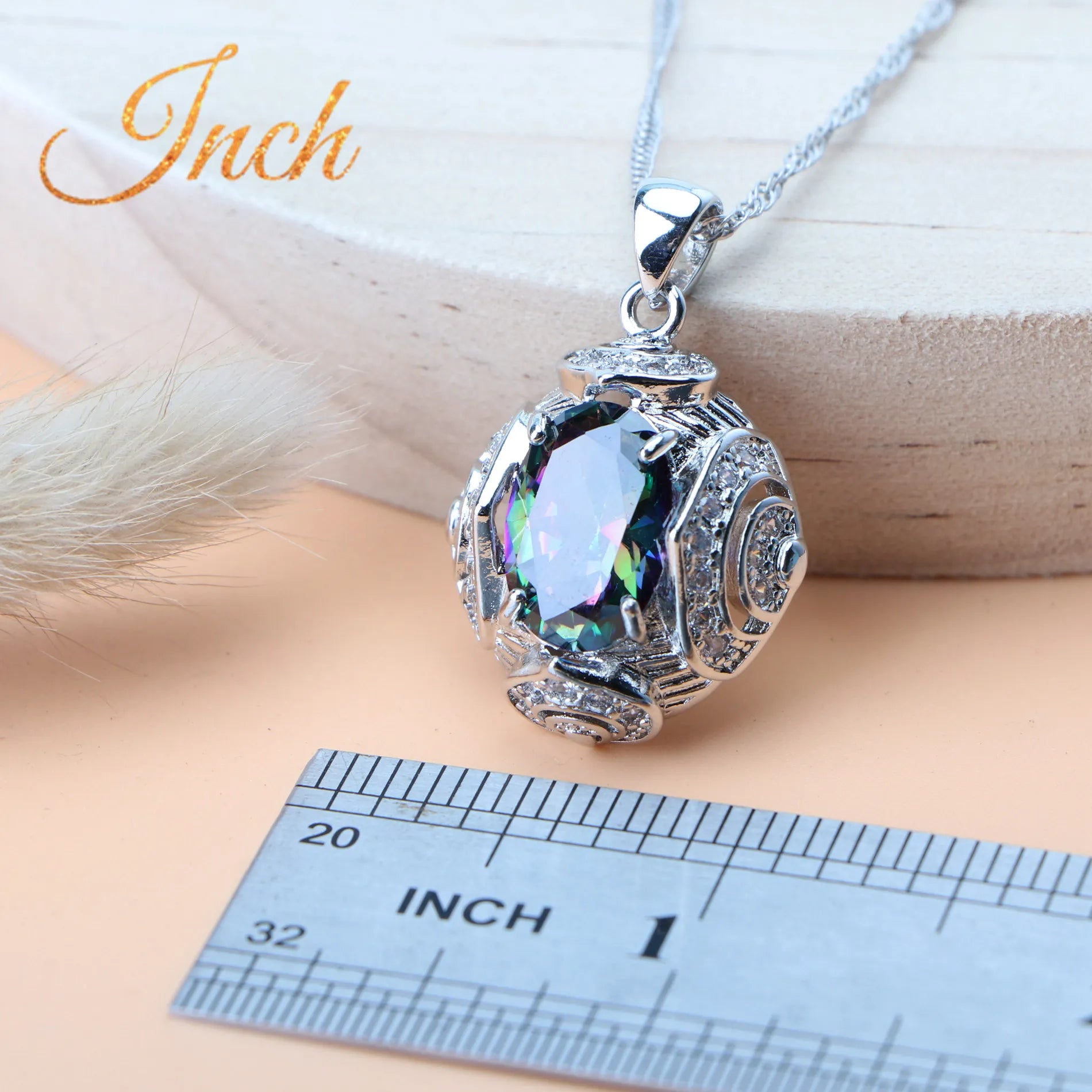 Rainbow Natural Zircon Jewelry Sets 925 Sterling Silver Women Wedding Jewelry Earrings Bracelets Rings Pendant Necklace Set - KIMLUD