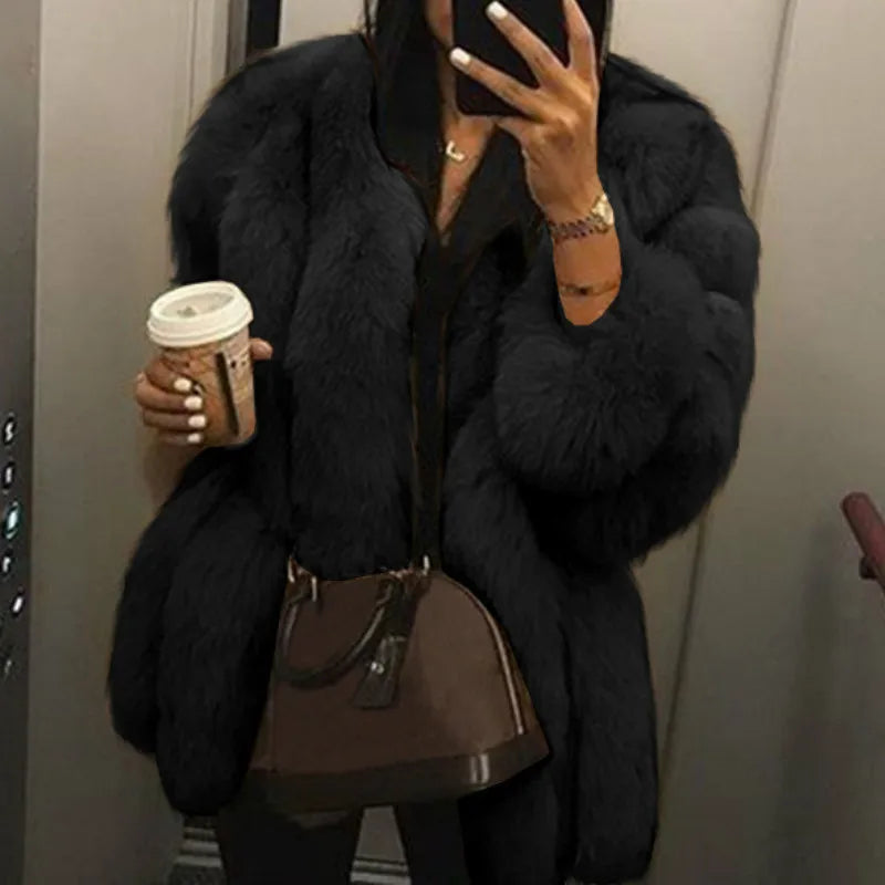 Fall Faux Fur Jackets for Women Long Puff Sleeve Woman Coat Solid Short Warmth Outerwear Clause Ladies Elegant Streetwear