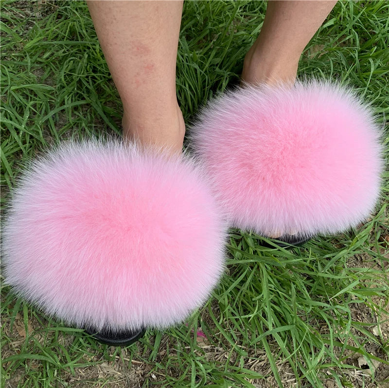 KIMLUD, New Arrival Girl Luxury Fluffy Fur Slippers Ladies Indoor Warm Furry Fur Flip Flops Women Amazing Plush Fur Slides Wholesale Hot, HS-025 / 45, KIMLUD APPAREL - Womens Clothes