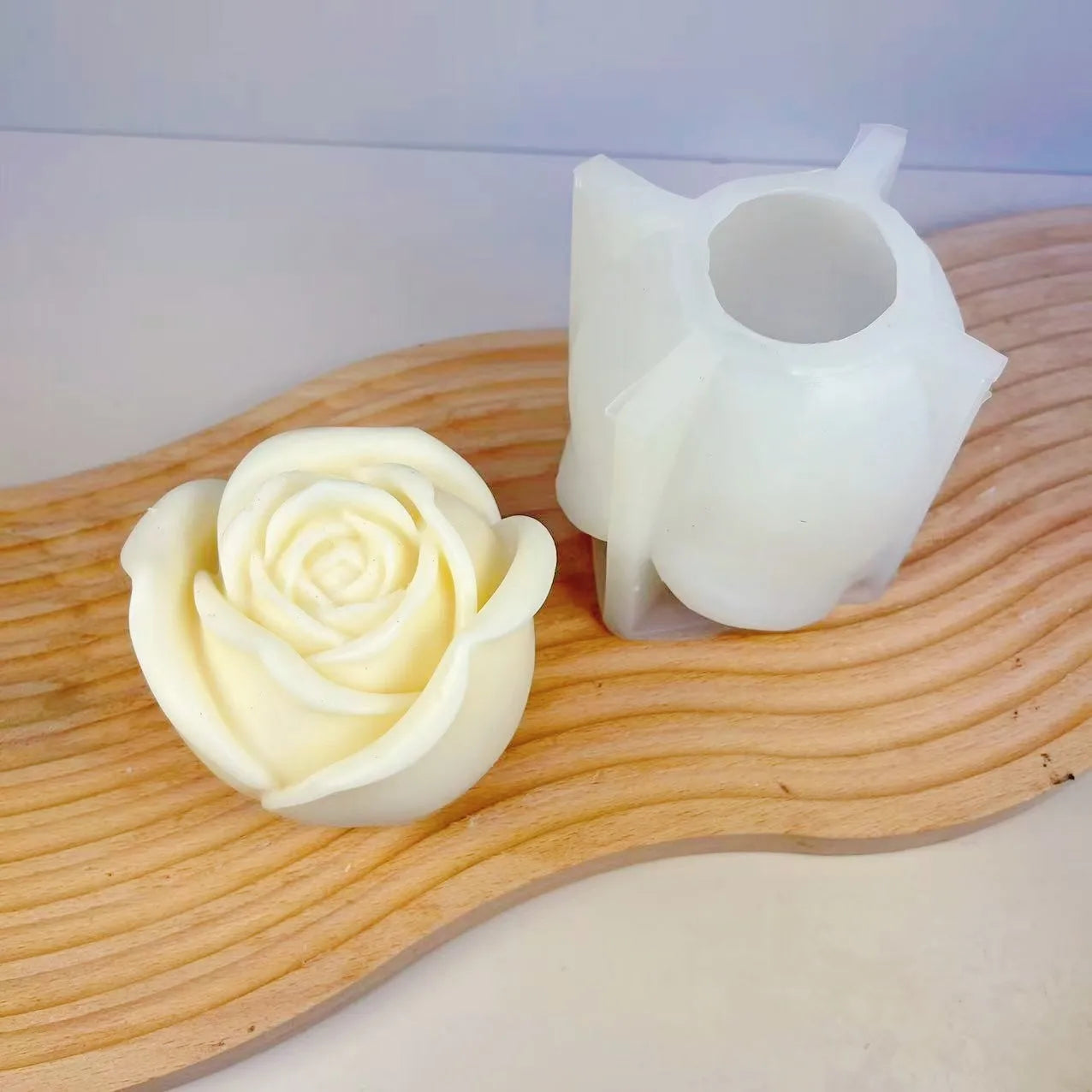 3D Large rose candle silicone mold Valentine's Day rose cake chocolate silicone mold home decoration resin plaster mold - KIMLUD