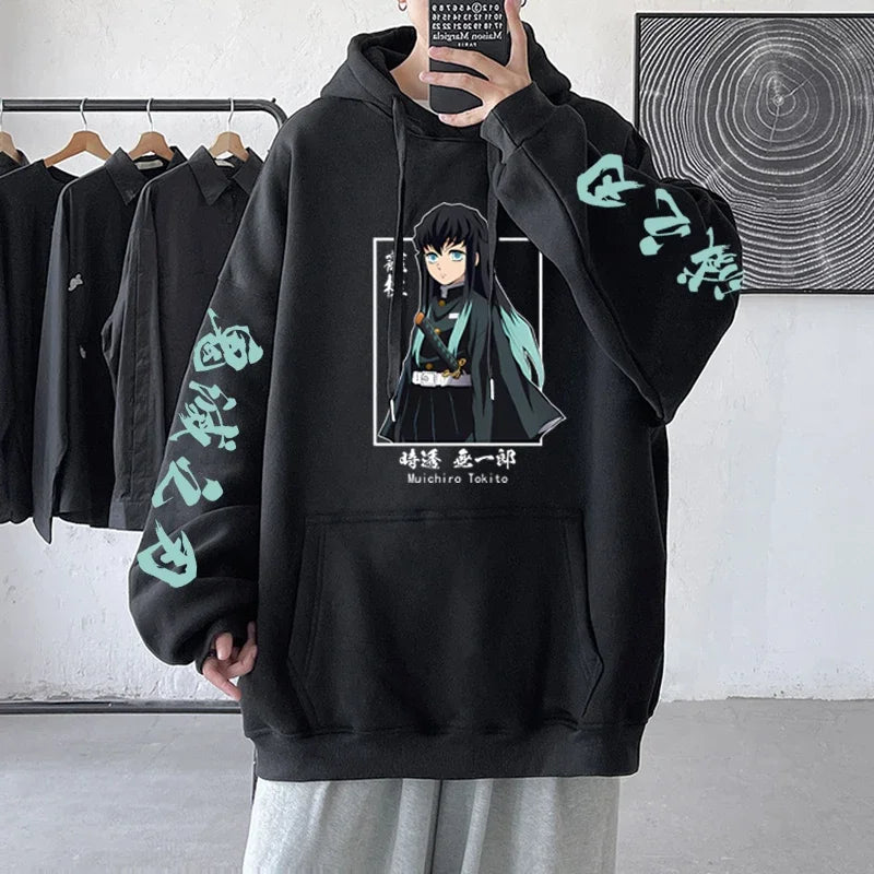 KIMLUD, New Funny Japan Anime Demon Slayer Women Hoodies Plus Size Sweatshirt Harajuku Muichiro Tokito Printed Hooded Girl Pullover, KIMLUD Womens Clothes