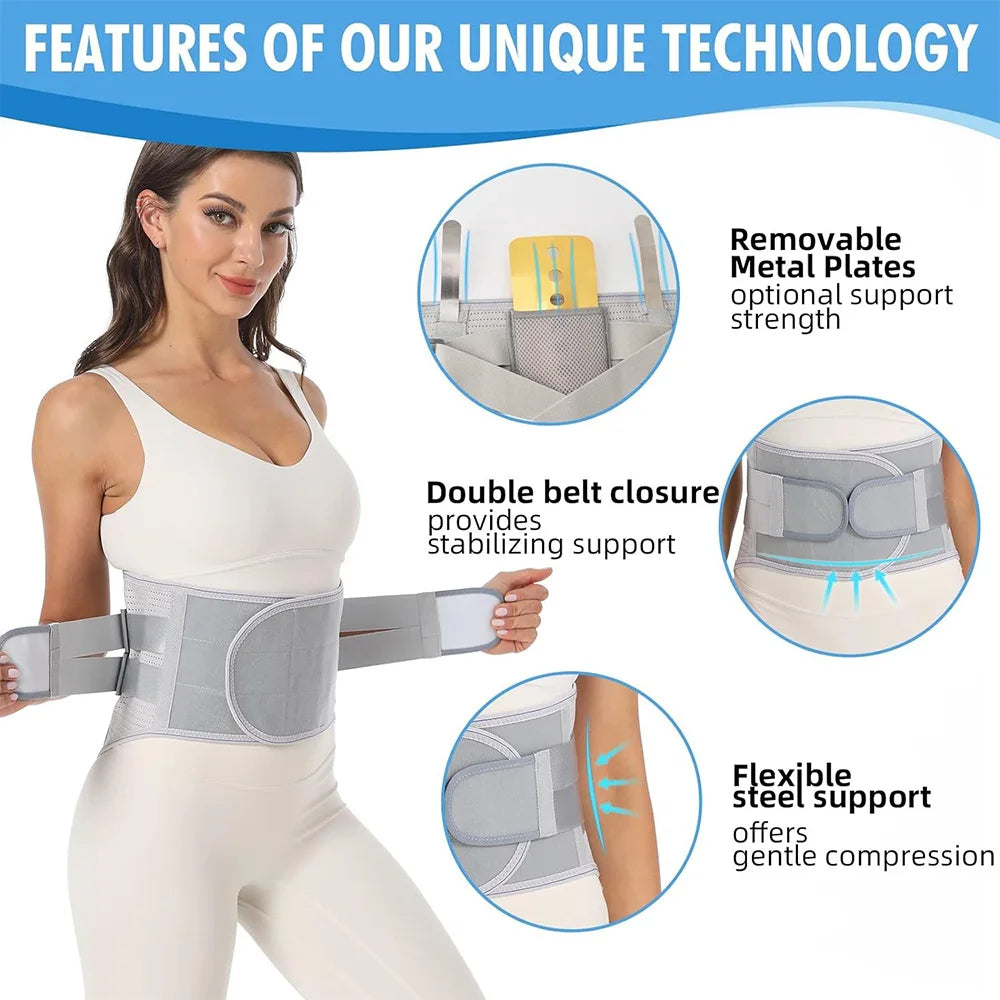 KIMLUD, Back Brace for Lower Back Pain Relief - Back Support Belt with 3 Removable Stays for Women & Men for Herniated Disc, Sciatica, KIMLUD Womens Clothes