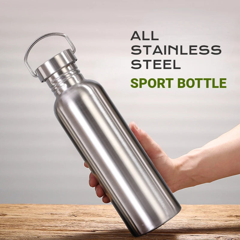 Stainless Steel Water Bottle 1000 750 500 350ml Big Mouth Cycling Hiking Waterbottle Drinkware Sports Bottle Flasks with Lid - KIMLUD