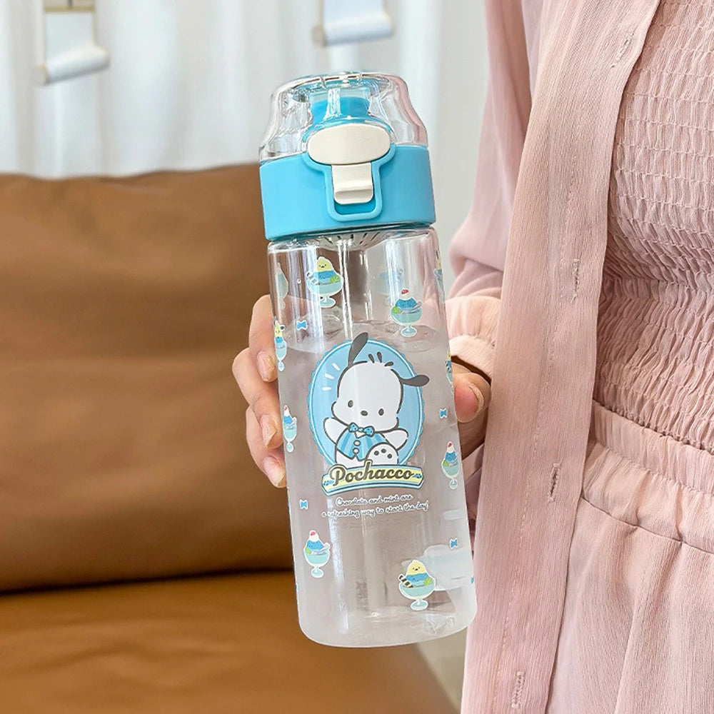 KIMLUD, MINISO 550ML Bottle Water Sanrio Anime My Melody Portable Drinking Cup With Kuromi Outdoor Sports Fitness Travel Water Bottle, Pochacco, KIMLUD APPAREL - Womens Clothes