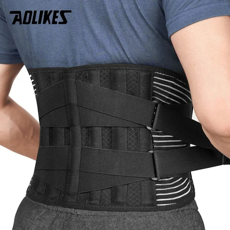 AOLIKES Lower Back Brace with 6 Stays Anti-skid Orthopedic Lumbar Support Breathable Waist Support Belt for Gym Pain Relief - KIMLUD