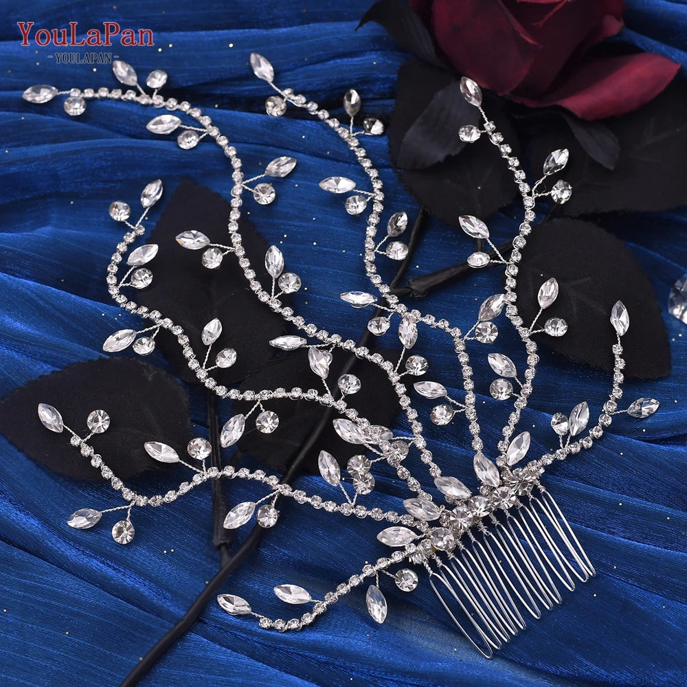 YouLaPan Bling Rhinestone Headband Wedding Bridesmaid Headwear Women Fashion Hair Accessories Handmade Bride Tiara HP438 - KIMLUD