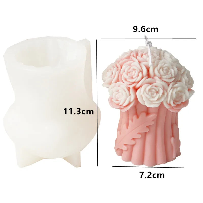 3D Large rose candle silicone mold Valentine's Day rose cake chocolate silicone mold home decoration resin plaster mold - KIMLUD